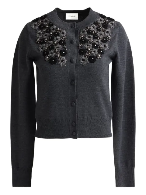 St. John floral beaded cardigan