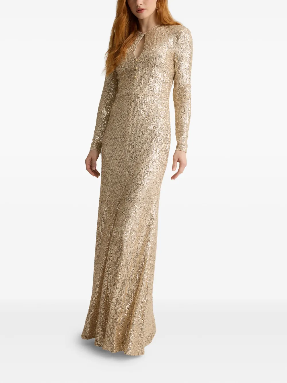 St. John Maxi-jurk verfraaid met pailletten en keyhole-detail - Beige