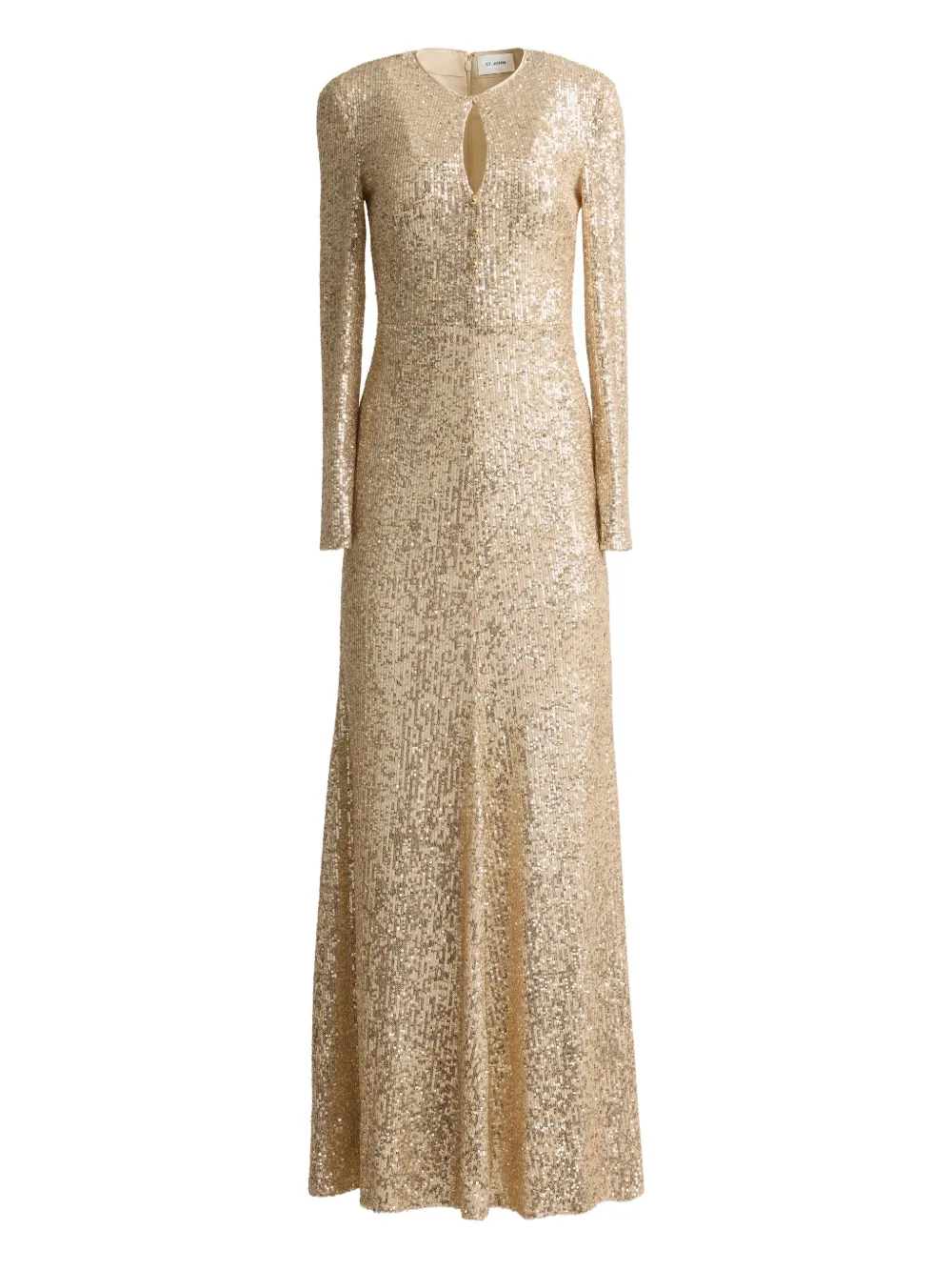 St John Sequin-embellished Keyhole Maxi Dress In Neutral