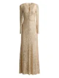 St. John sequin-embellished keyhole maxi dress - Neutrals