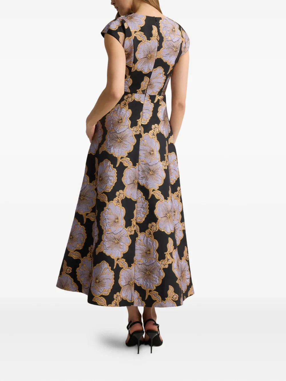 St. John Maxi-jurk met bloemjacquard Zwart