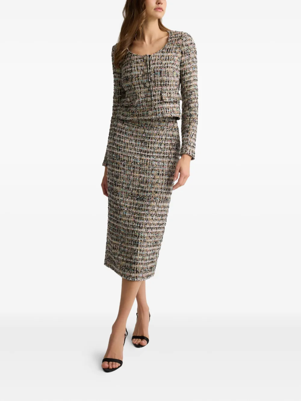  St. John Iridescent Tweed Jacket - Black 