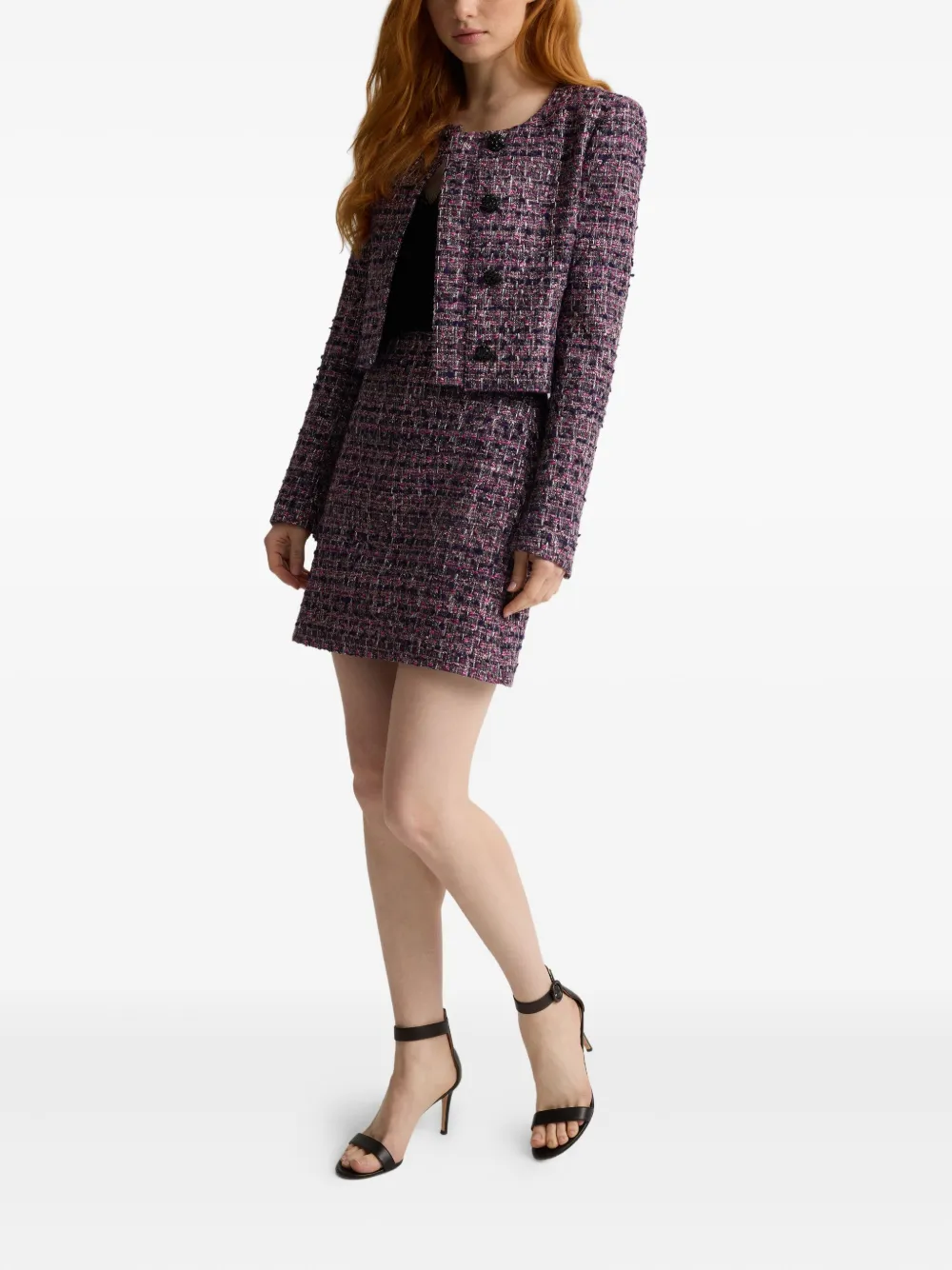 St. John Lurex tweed mini-rok - Roze