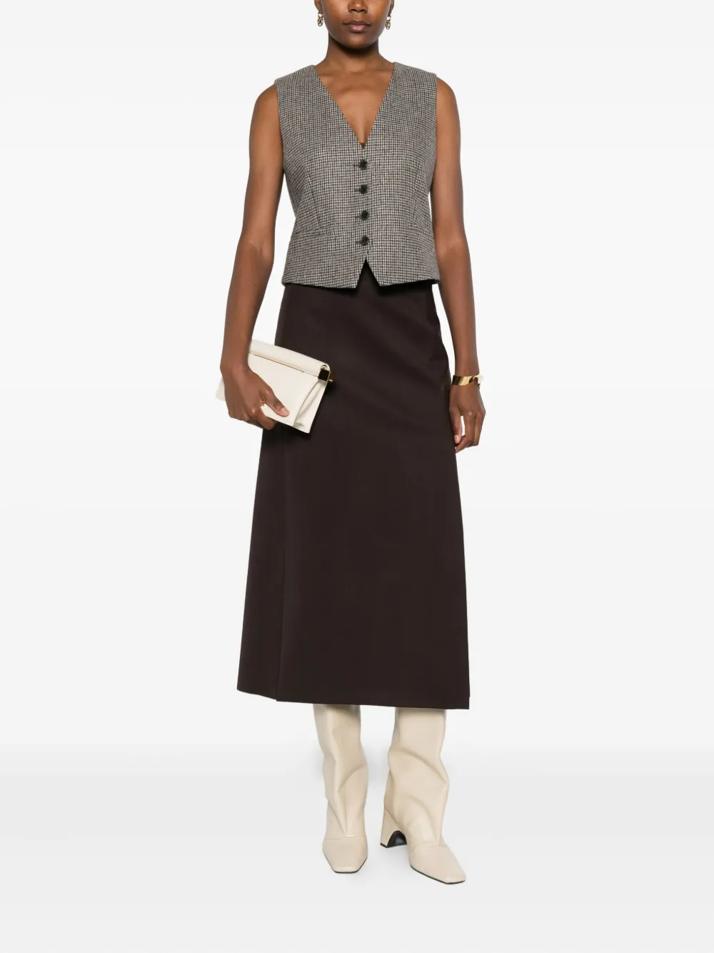 P.a.r.o.s.h Checked-pattern Waistcoat In Brown