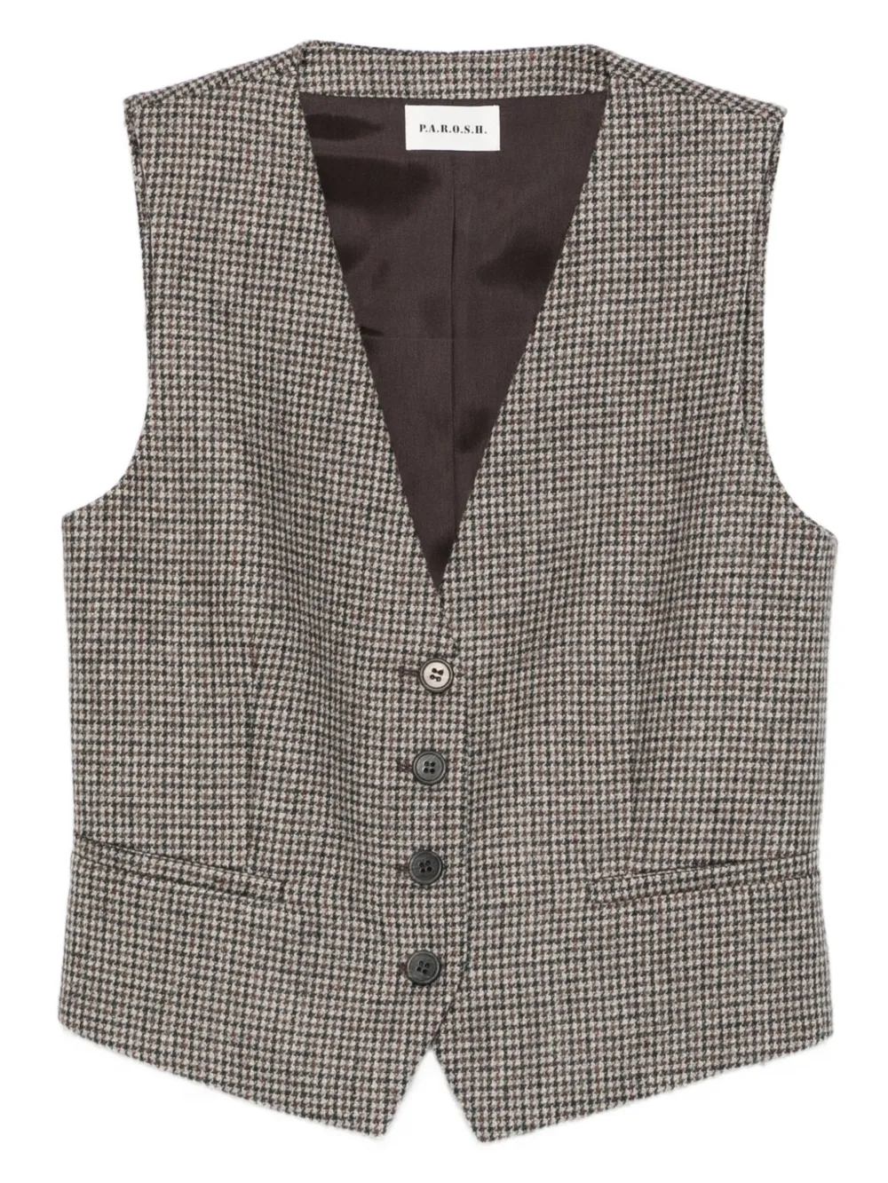 P.A.R.O.S.H. checked-pattern waistcoat | Brown | Image 1