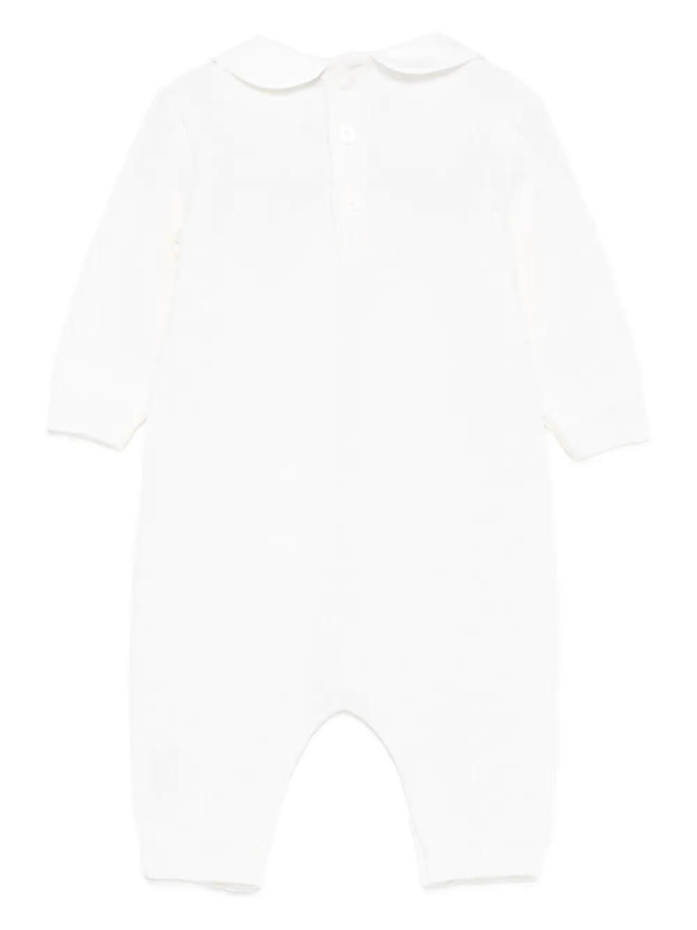 Little Bear cable-knit Peter Pan-collar romper - Wit