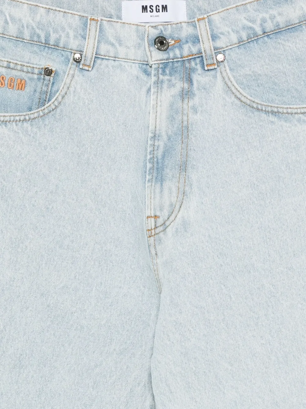 Msgm Light Wash Straight-leg Denim Pants With Classic Five-pocket Styling In Blue