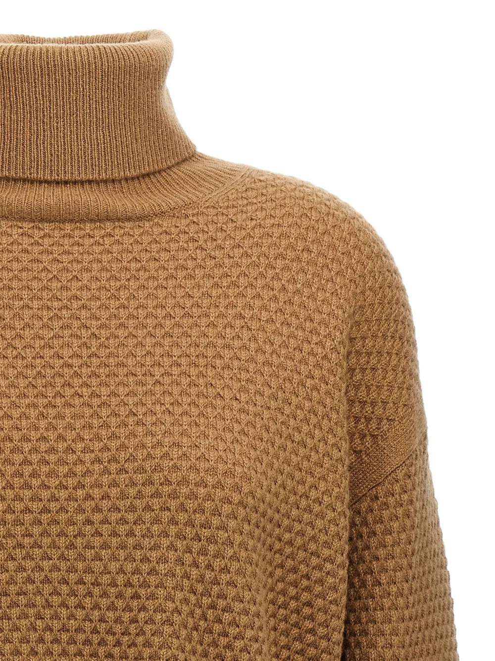Max Mara high-neck textured cashmere sweater Bruin