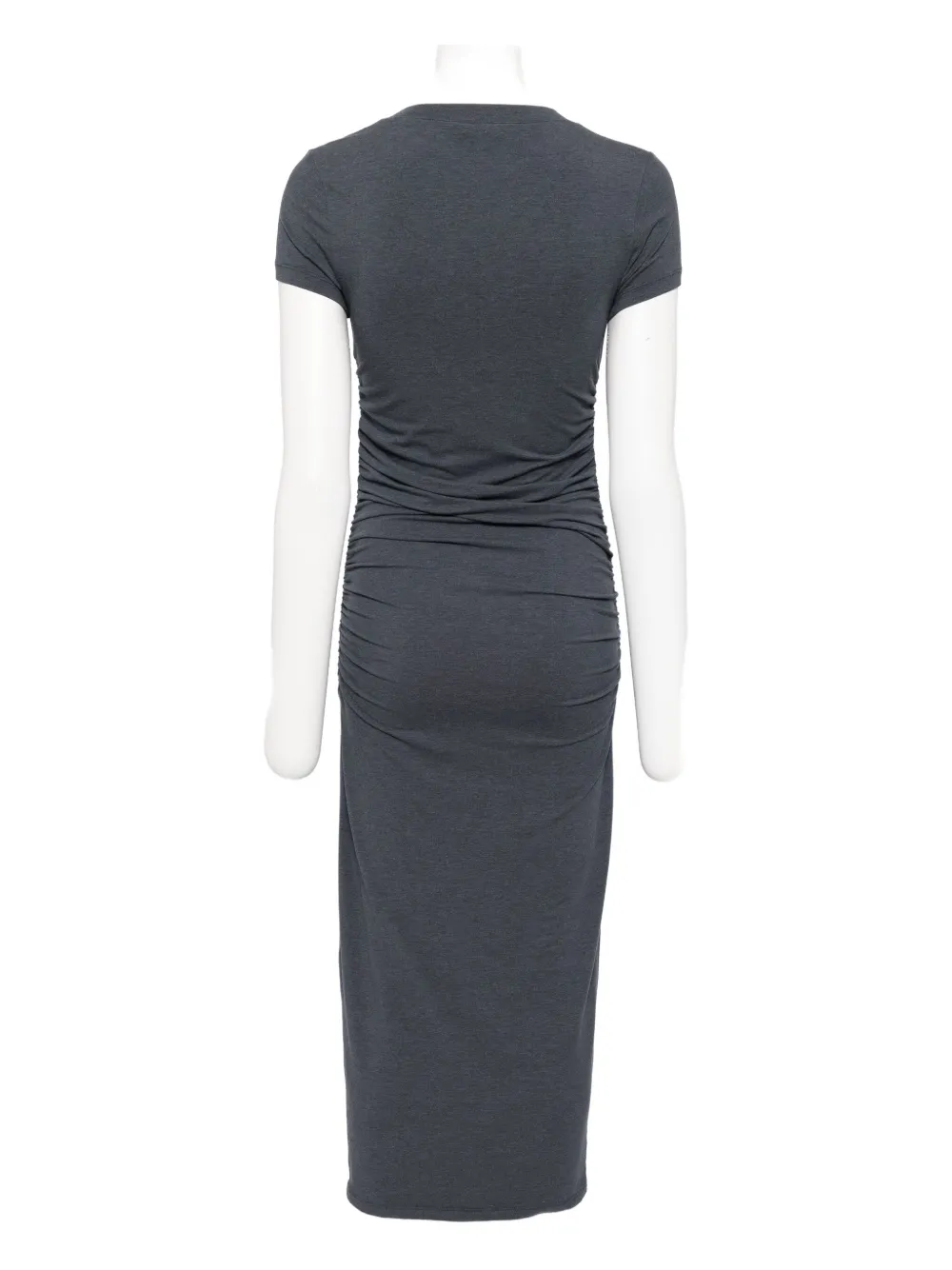 James Perse Ruched T-shirt Dress In Grey Cotton In Gray