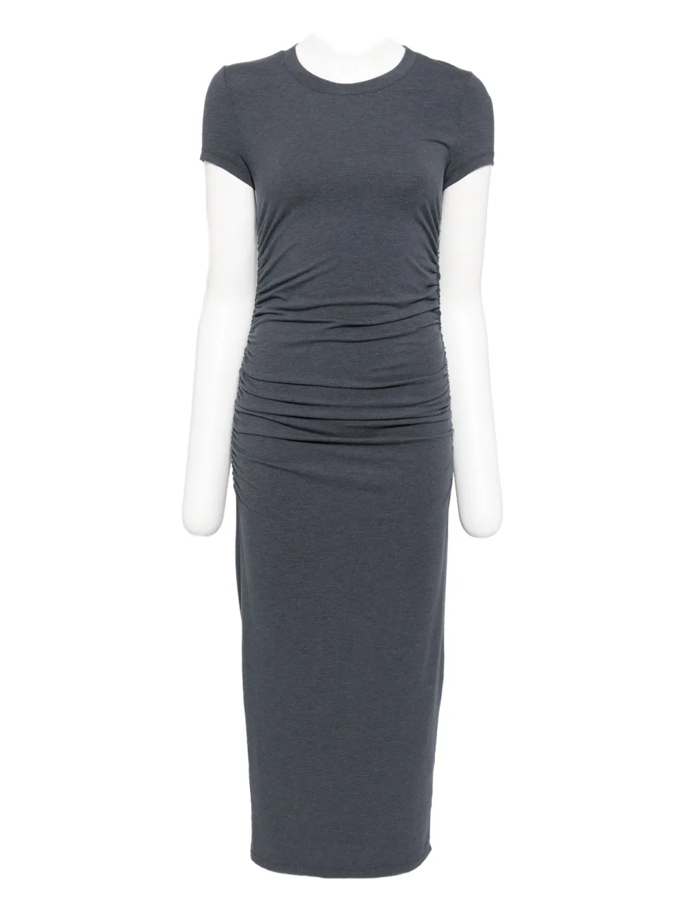 James Perse Ruched T-shirt Dress In Grey Cotton In Gray
