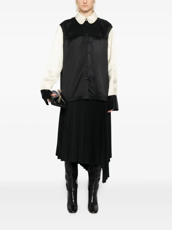 Jil Sander　ファブリック製コントラストカラー 長袖シャツ Jil Sander コントラストカラーシャツ | ブラック | FARFETCH JP