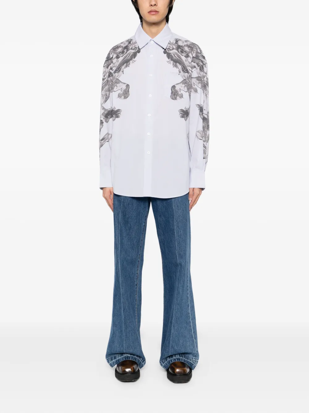 Feng Chen Wang Overhemd met print - Blauw