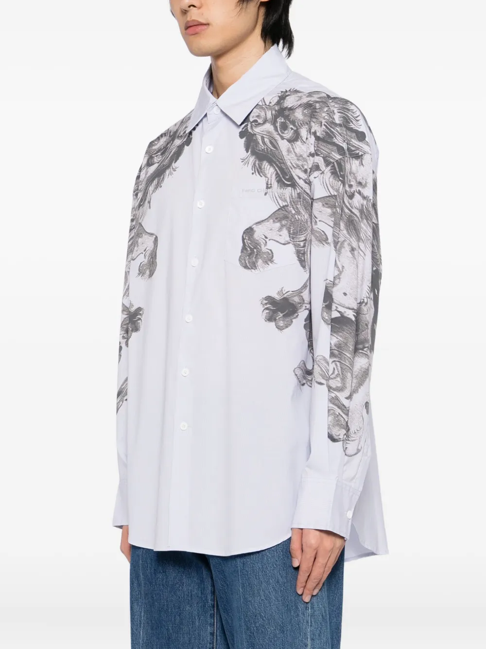 Feng Chen Wang Overhemd met print Blauw