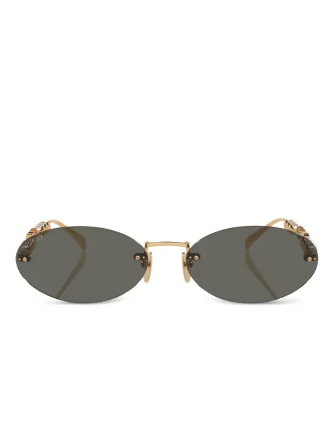 Gucci Eyewear pearl-embellished oval-frame sunglasses