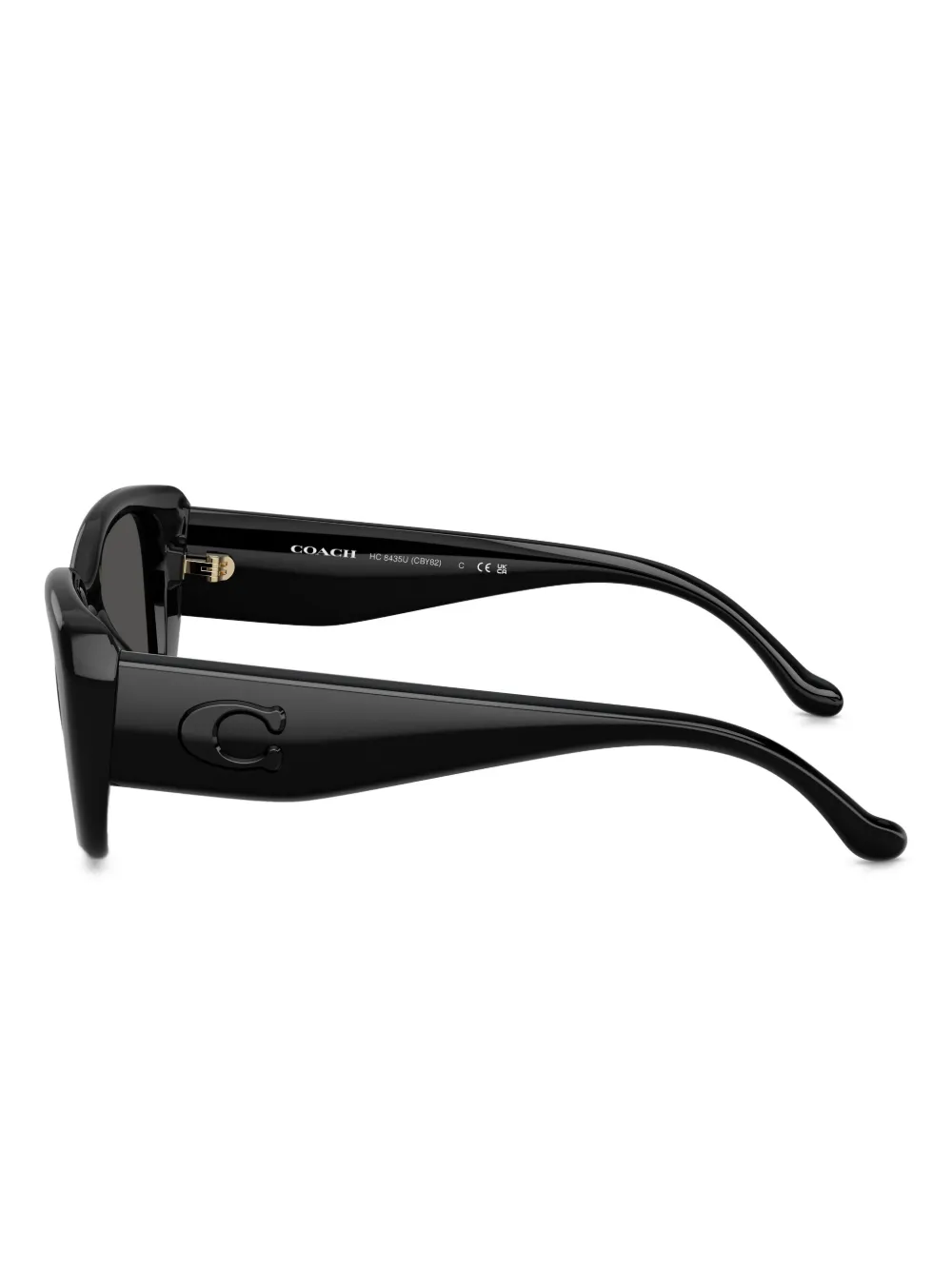 COACH Black Oversized Square Sunglasses with Gold C Logo Coach CBY86 L (57 - 15) with Grey lenses and Black frame  main image 4