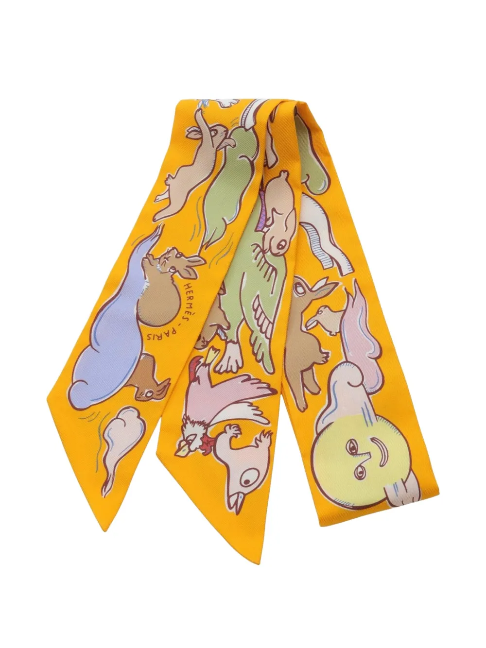 Hermès Pre-Owned 2020s Mille Et Un Lapins スカーフ - イエロー Hermès Pre-Owned 2020s Mille Et Un Lapins スカーフ - イエロー