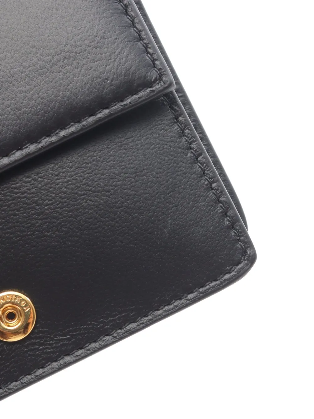 Pre-owned Balenciaga 2020s Leather Compact Wallet In Black