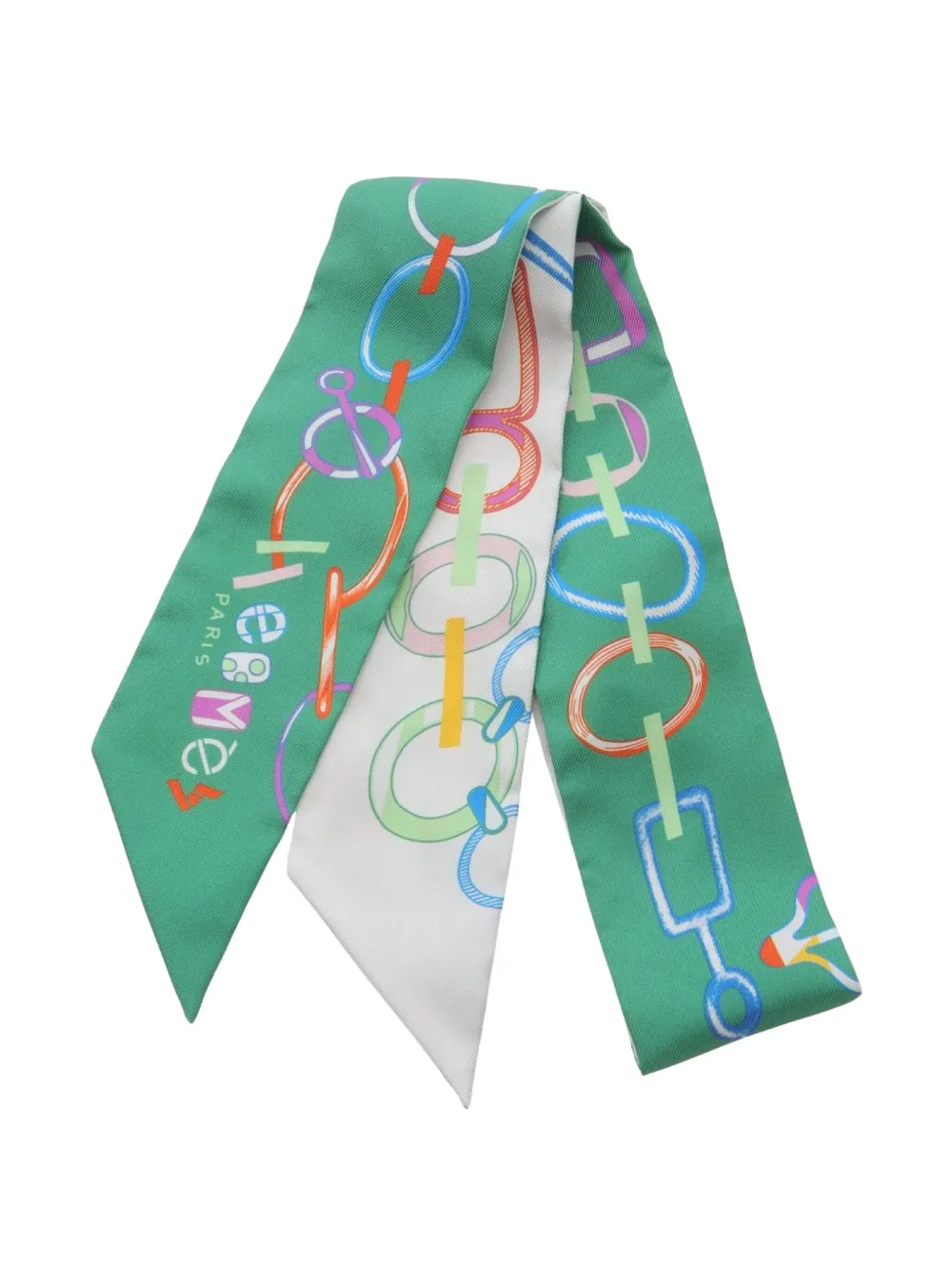 Pre-owned Hermes 2020sdo Re Boucles Silk Scarf In Green