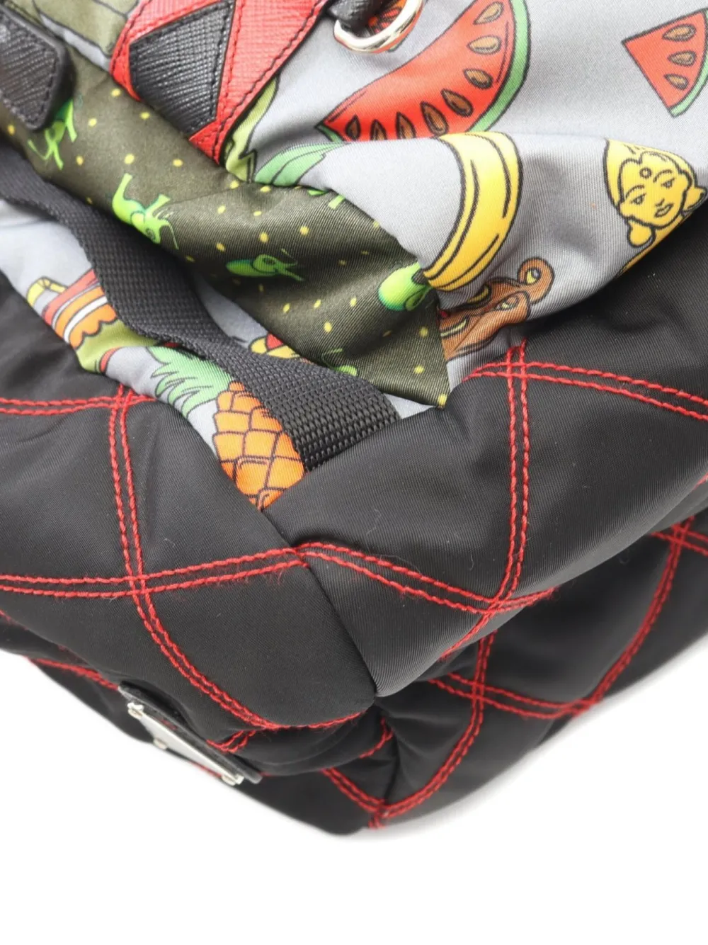 Pre-owned Prada 2010s Graphic-print Backpack In Gray
