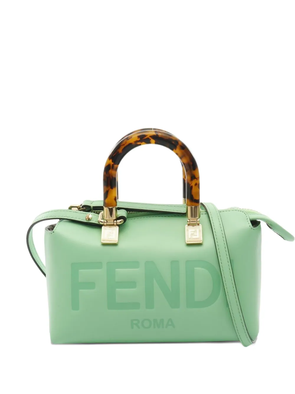 Pre-owned Fendi 2010s By The Way Debossed-logo Cross Body Bag In Green