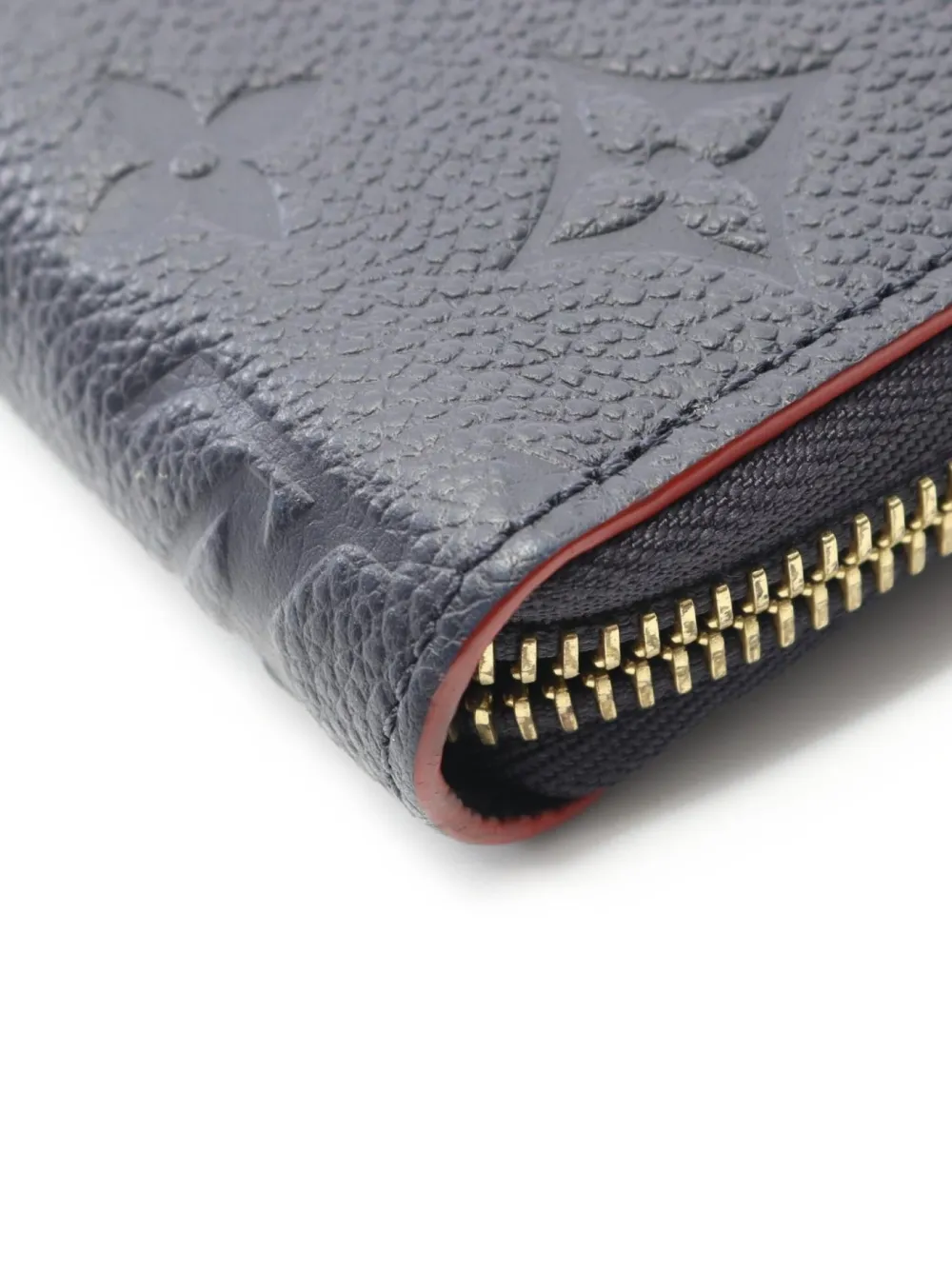 Pre-owned Louis Vuitton 2017 Monogram-empreinte Zip Wallet In Blue