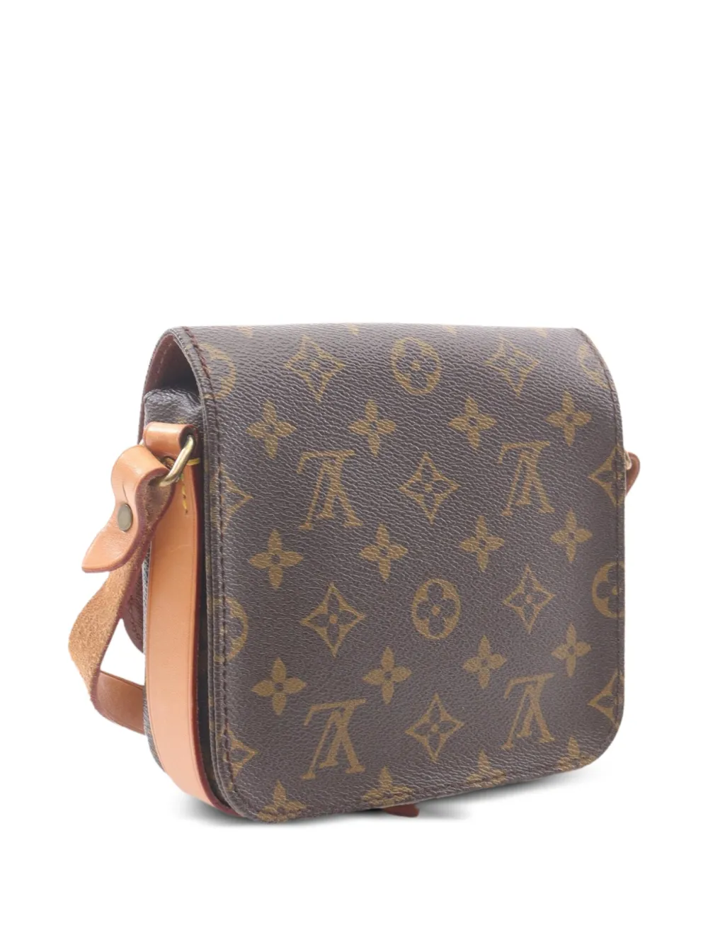 Pre-owned Louis Vuitton 1987 Cartesier Pm Monogram Shoulder Bag In Brown