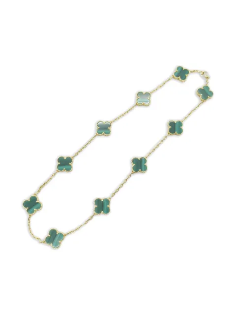 Van Cleef & Arpels 2010s 18K yellow gold Alhambra malachite necklace
