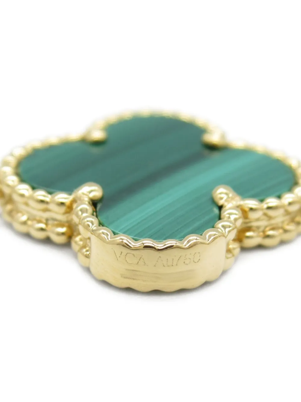Pre-owned Van Cleef & Arpels 2010s 18k Yellow Gold Alhambra Malachite Necklace