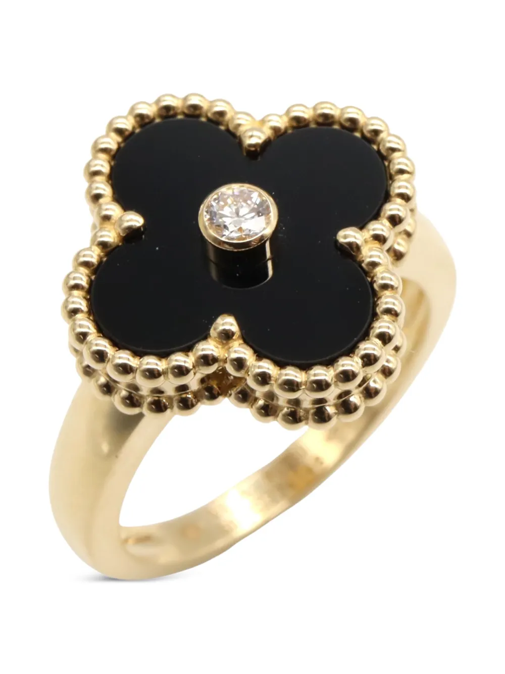 Van Cleef & Arpels 2010s 18K yellow gold Alhambra diamond and black onyx ring | Image 2