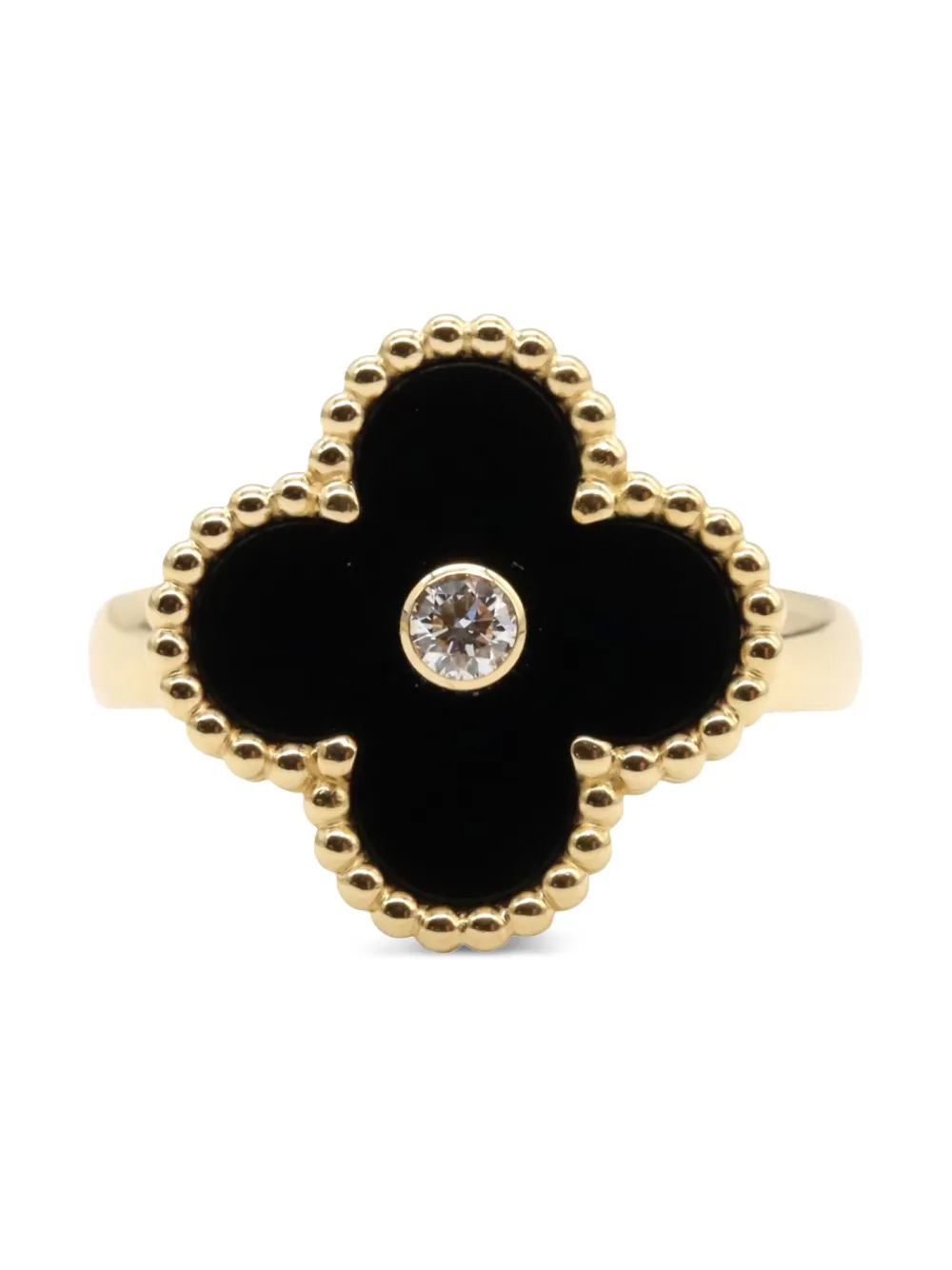 Van Cleef & Arpels 2010s 18K yellow gold Alhambra diamond and black onyx ring | Yellow | Image 1