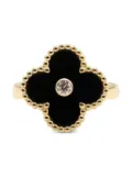 Van Cleef & Arpels 2010s 18K yellow gold Alhambra diamond and black onyx ring