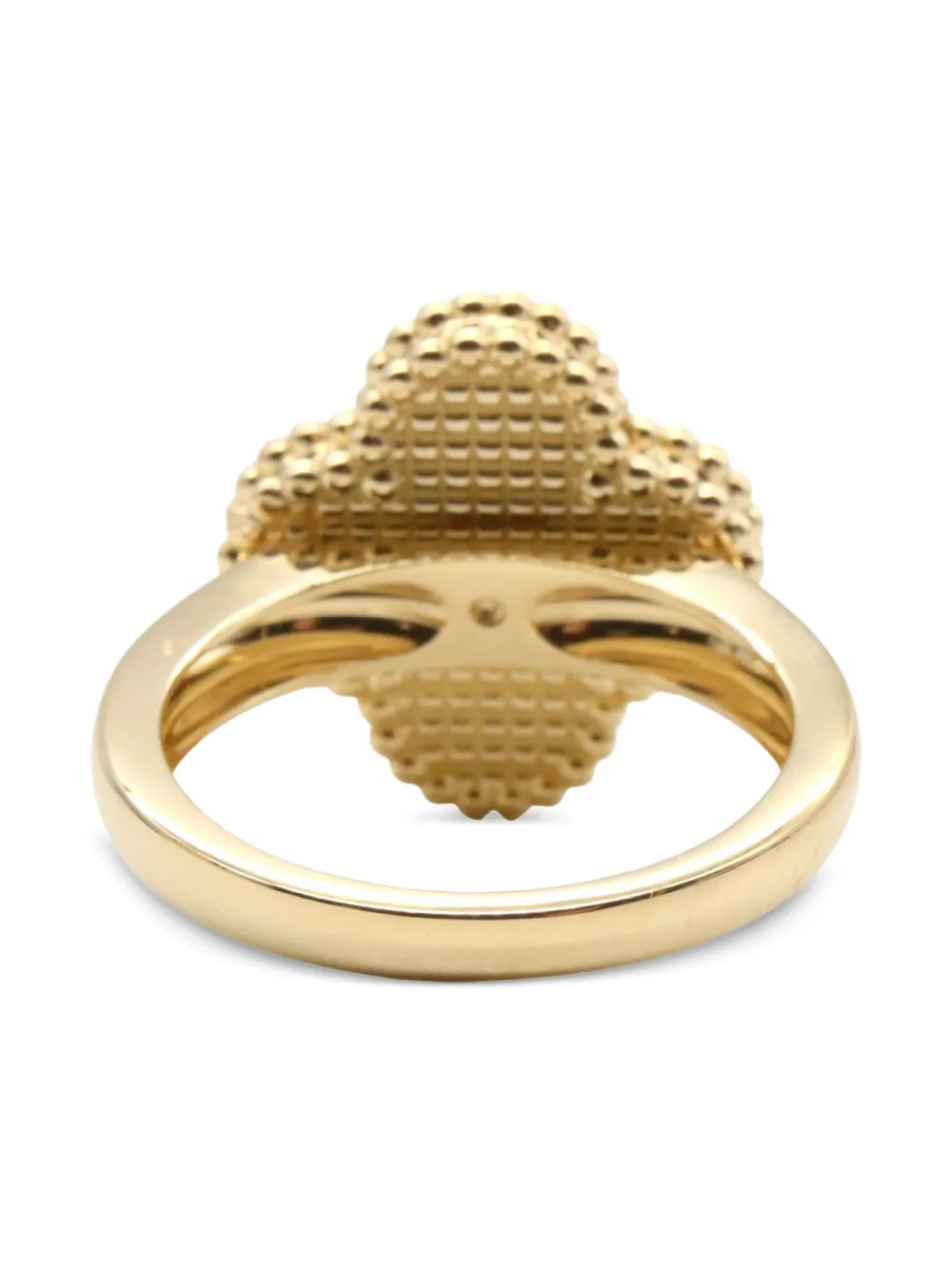 Pre-owned Van Cleef & Arpels 2010s 18k Yellow Gold Alhambra Diamond And Black Onyx Ring