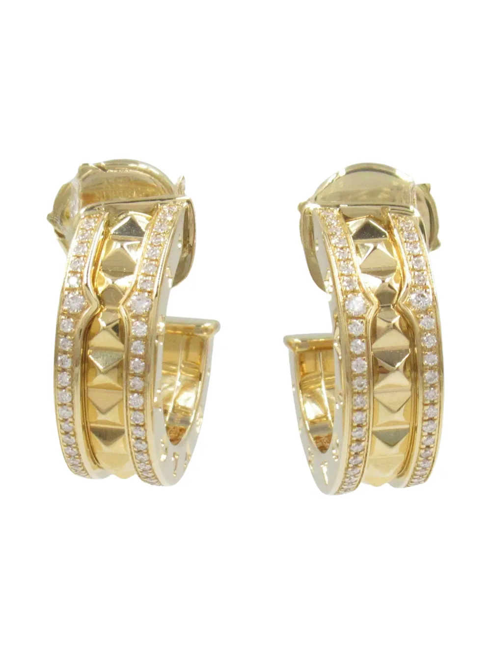 Pre-owned Bvlgari 10s 18k Yellow Gold B-zero Diamond Earrings