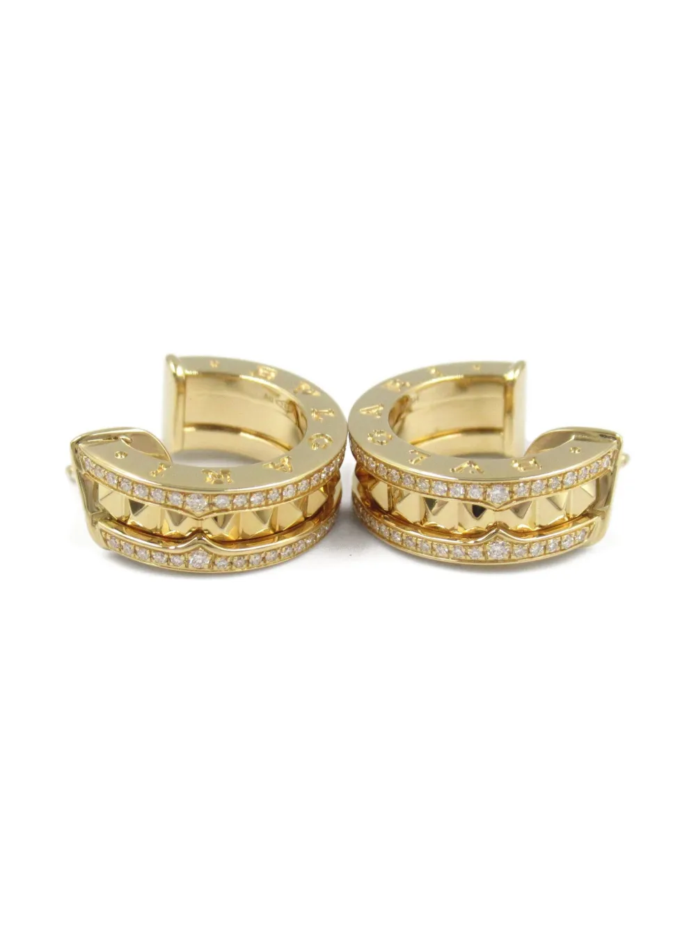 Pre-owned Bvlgari 10s 18k Yellow Gold B-zero Diamond Earrings