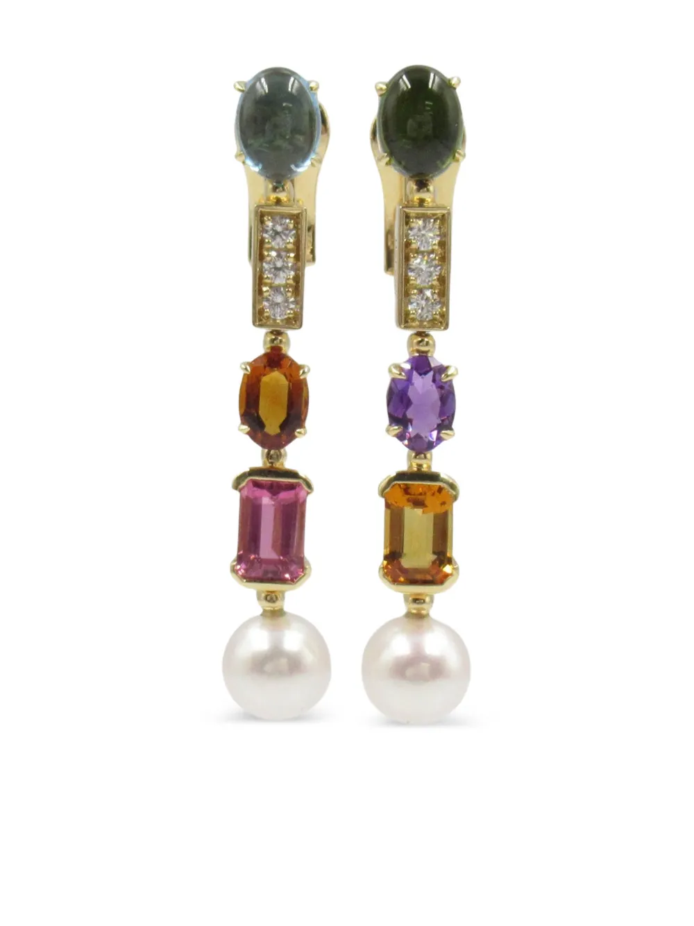 Bvlgari Pre-Owned 2010s 18K yellow gold Allegra multi-stone earrings | Gold | Image 1