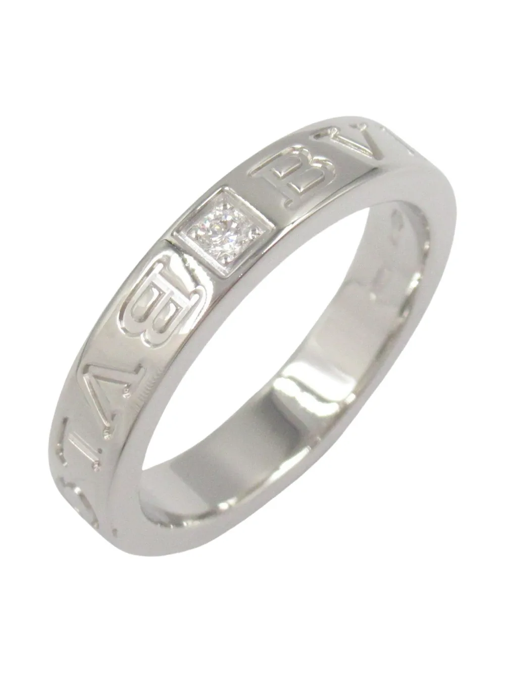 Pre-owned Bvlgari 2010s 18k White Gold B-zero1 Diamond Ring In Silver