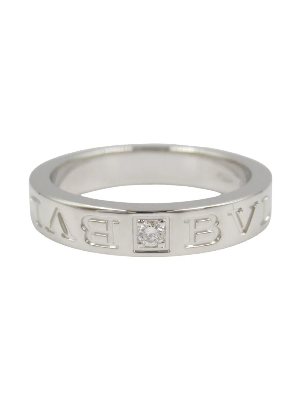 Pre-owned Bvlgari 2010s 18k White Gold B-zero1 Diamond Ring In Silver