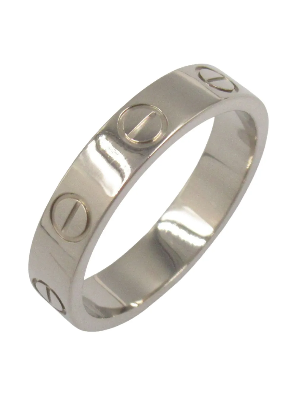 Pre-owned Cartier 2010s 18k White Gold Mini Love Ring In Silver