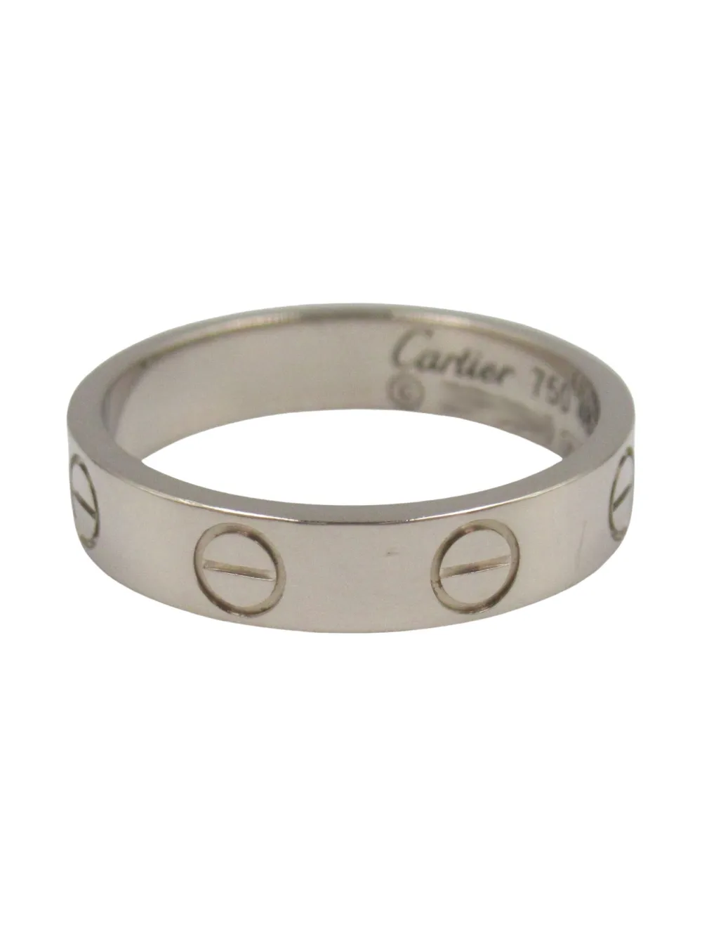 Pre-owned Cartier 2010s 18k White Gold Mini Love Ring In Silver