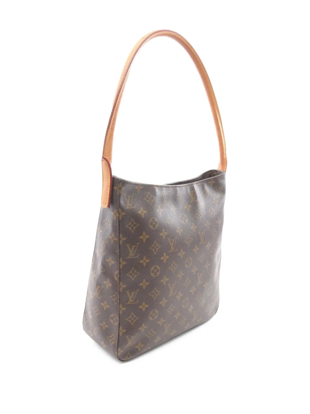 Pre-owned Louis Vuitton 2000 Looping Gm Monogram-canvas Tote Bag In Brown