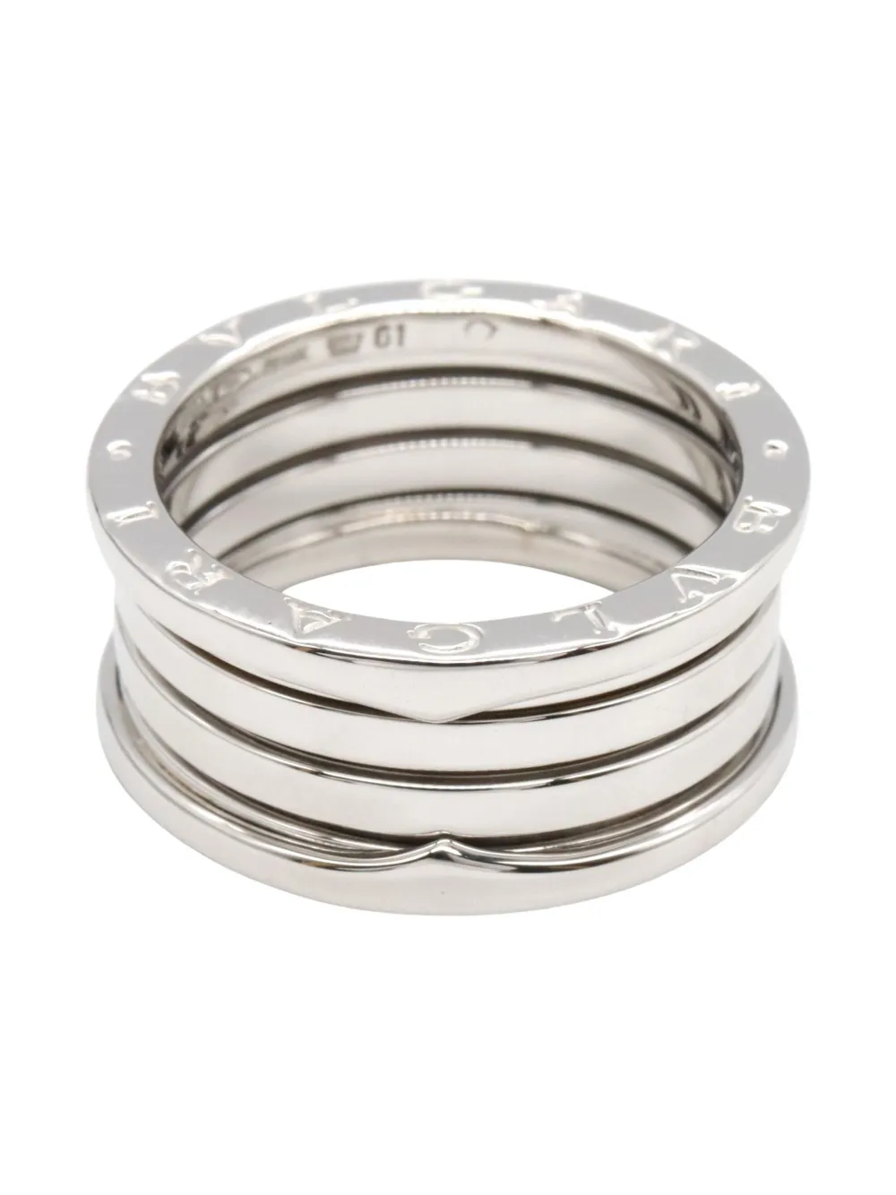 Pre-owned Bvlgari 2010s 18k White Gold B.zero1 Ring In Silver