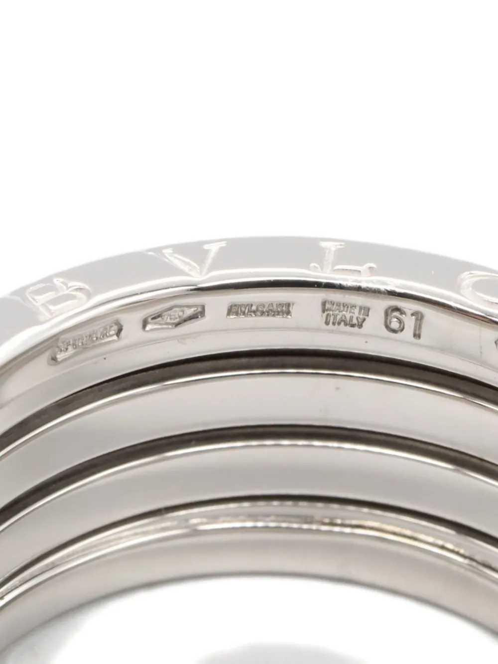 Pre-owned Bvlgari 2010s 18k White Gold B.zero1 Ring In Silver