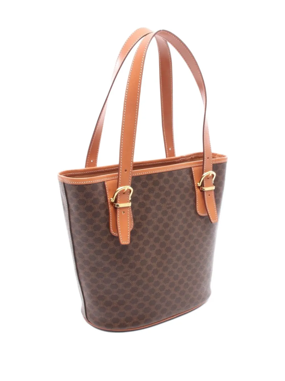 Pre-owned Celine 2000s Macadam Bucket Bag In Brown