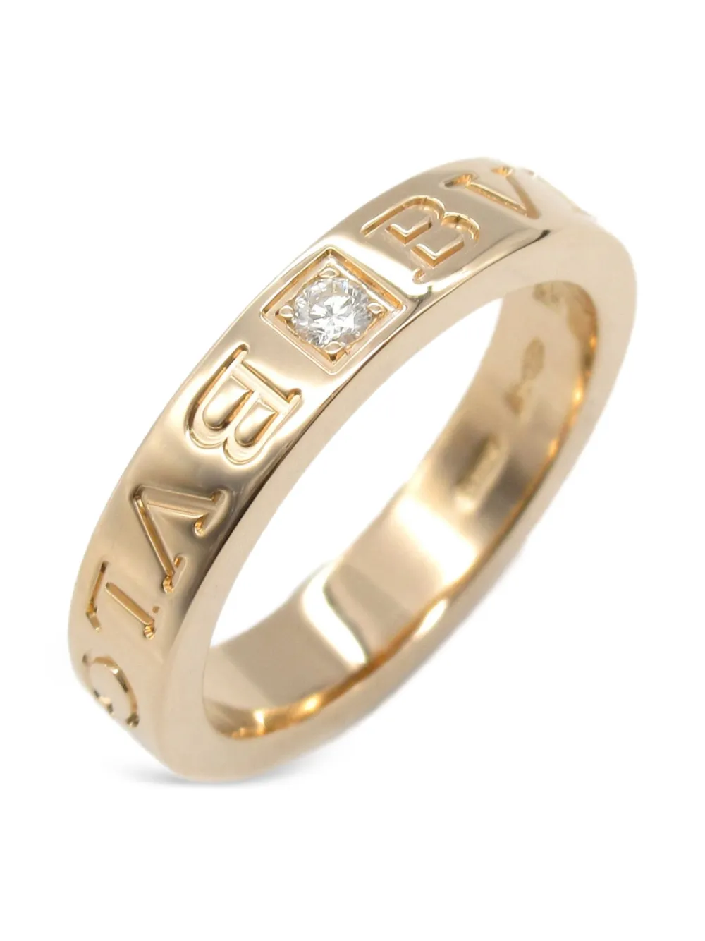 Pre-owned Bvlgari 10s 18k Rose Gold B-zero Diamond Ring