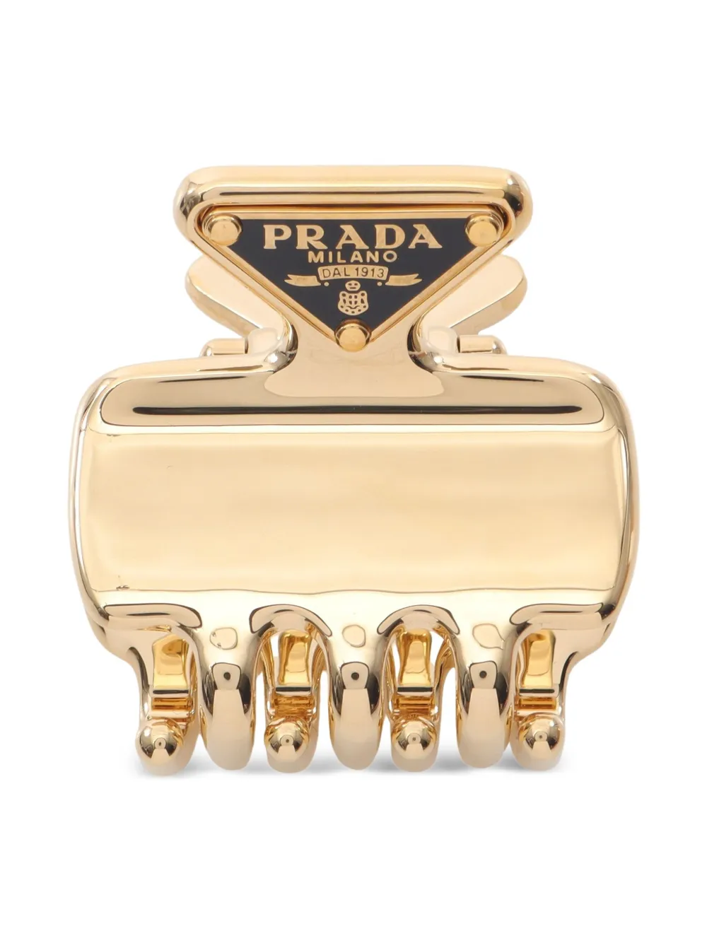 Prada Pre-Owned 2020s トライアングルロゴ ヘアクリップ - ゴールドトーン Prada Pre-Owned 2020s トライアングルロゴ ヘアクリップ - ゴールドトーン