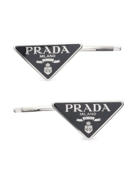 Prada Pre-Owned 1920s Fermagli enamel triangle logo hairpin