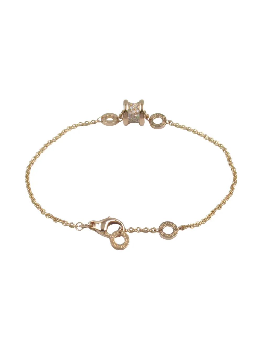 Pre-owned Bvlgari 2010s 18k Rose Gold B-zero1 Diamond Bracelet In Pink