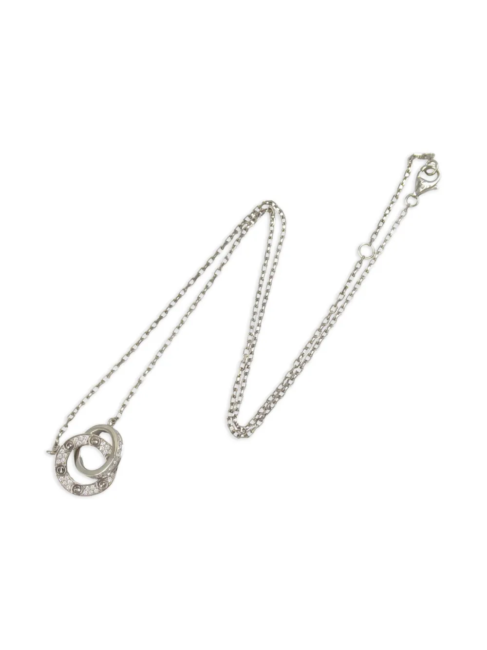 Cartier 2010s 18k white gold Baby Love diamond necklace - シルバートーン Cartier 2010s 18k white gold Baby Love diamond necklace - シルバートーン