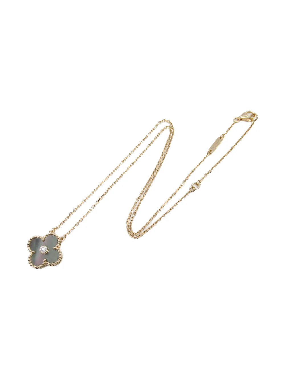 Van Cleef & Arpels Pre-Owned 2010s 18K rose gold Alhambra diamond and mother-of-pearl necklace | Pink | Image 1
