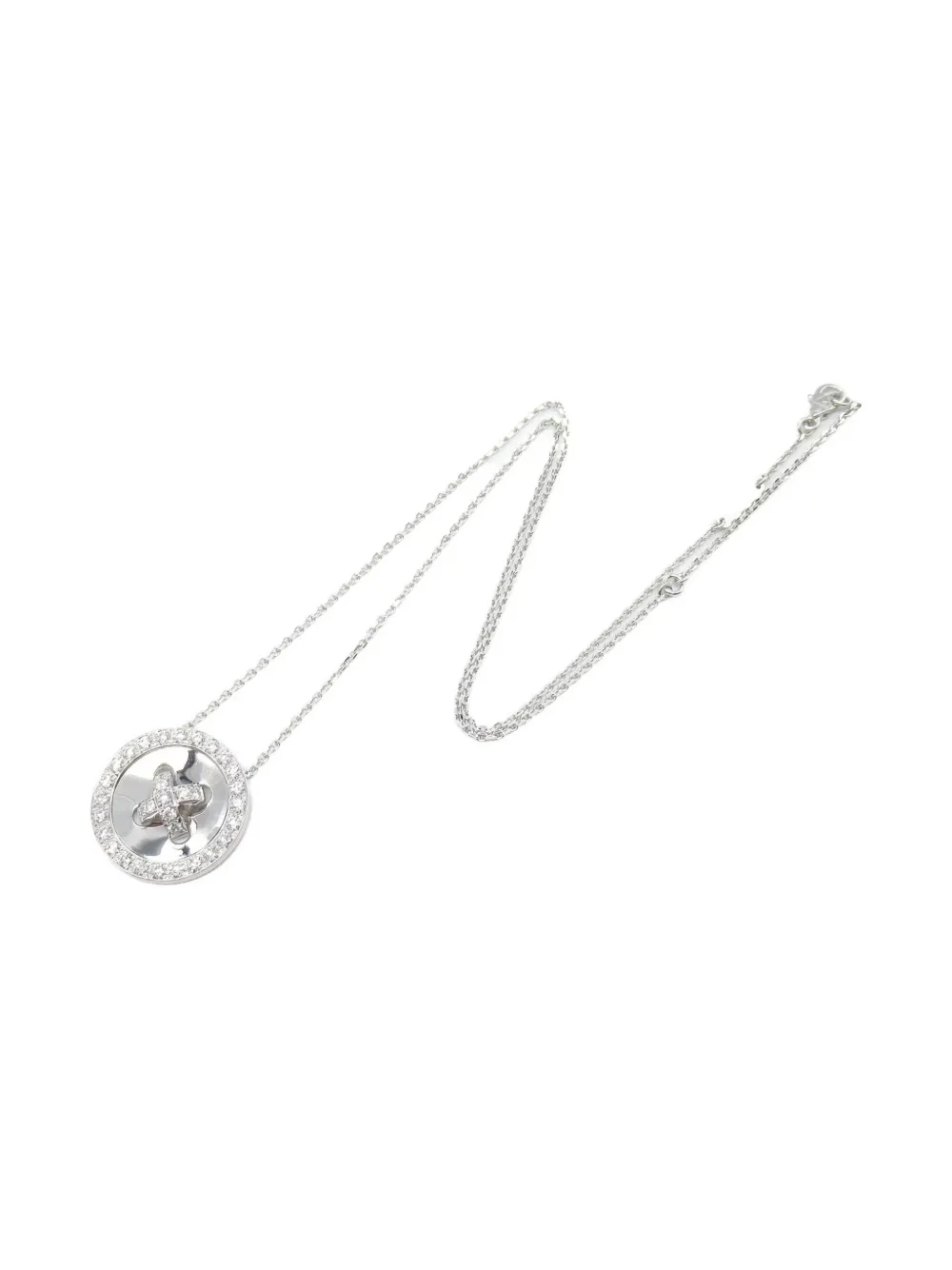 Pre-owned Van Cleef & Arpels 2010s 18k White Gold Boutonniere Diamond Necklace In Silver